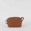 Carolina Herrera Tan Leather Cross Body Bag with Canvas Trim