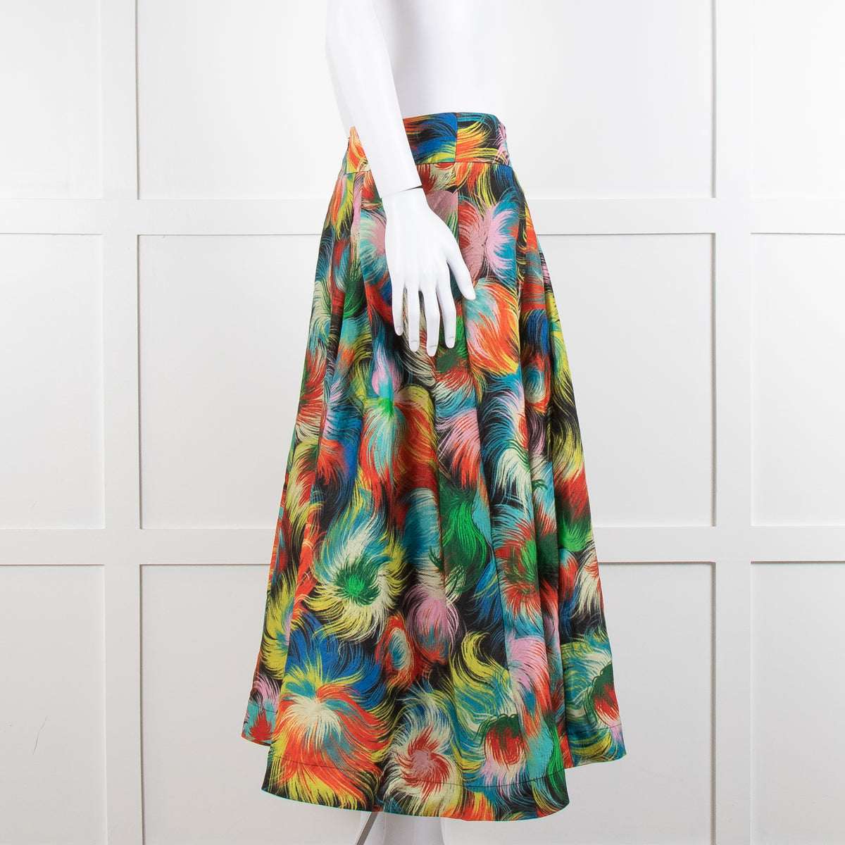Essentiel Antwerp Blue, Red and Yellow Patterned Midi Skirt