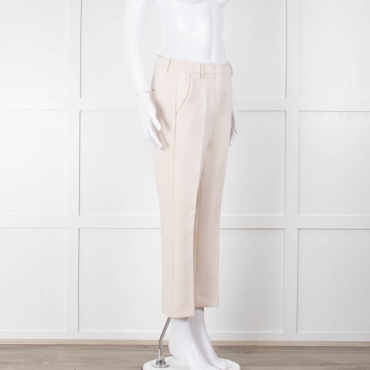 Weekend Maxmara Beige Soft Twill Cigarette Trousers