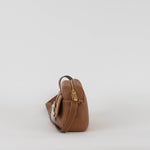Carolina Herrera Tan Leather Cross Body Bag with Canvas Trim