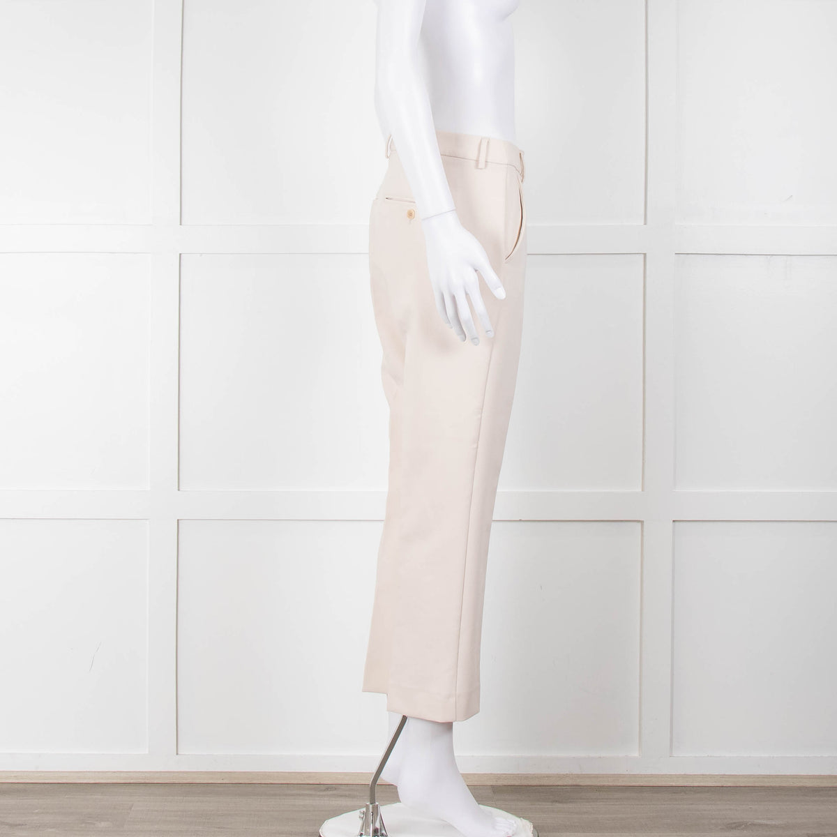 Weekend Maxmara Beige Soft Twill Cigarette Trousers