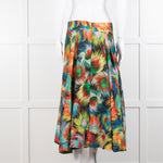 Essentiel Antwerp Blue, Red and Yellow Patterned Midi Skirt