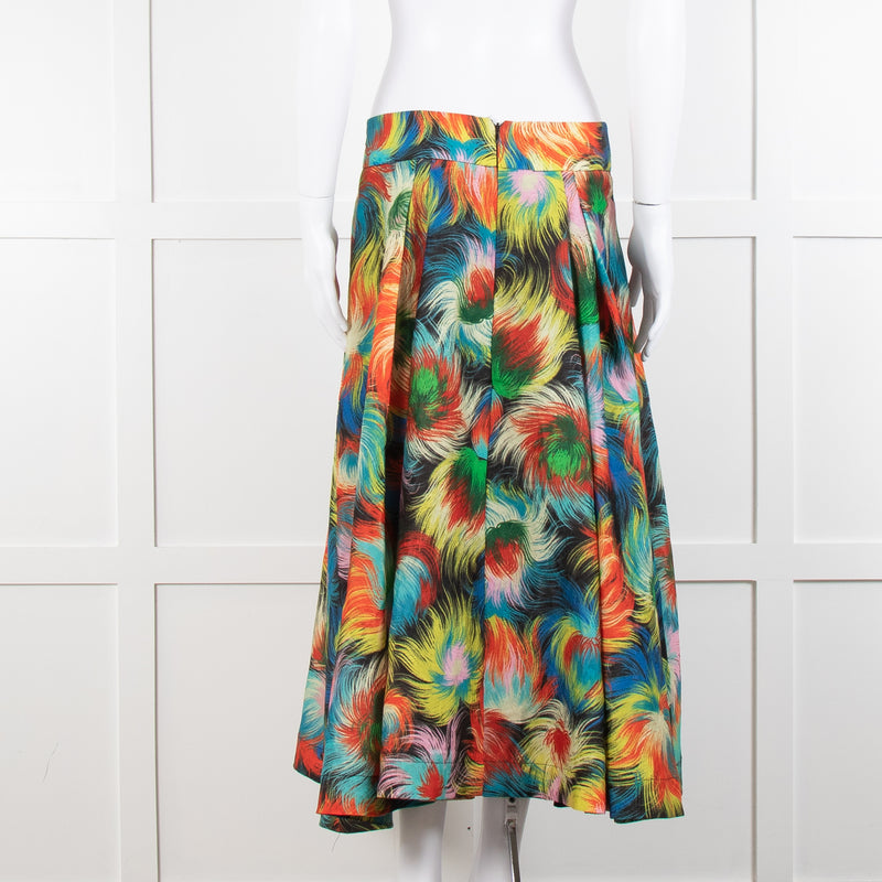 Essentiel Antwerp Blue, Red and Yellow Patterned Midi Skirt