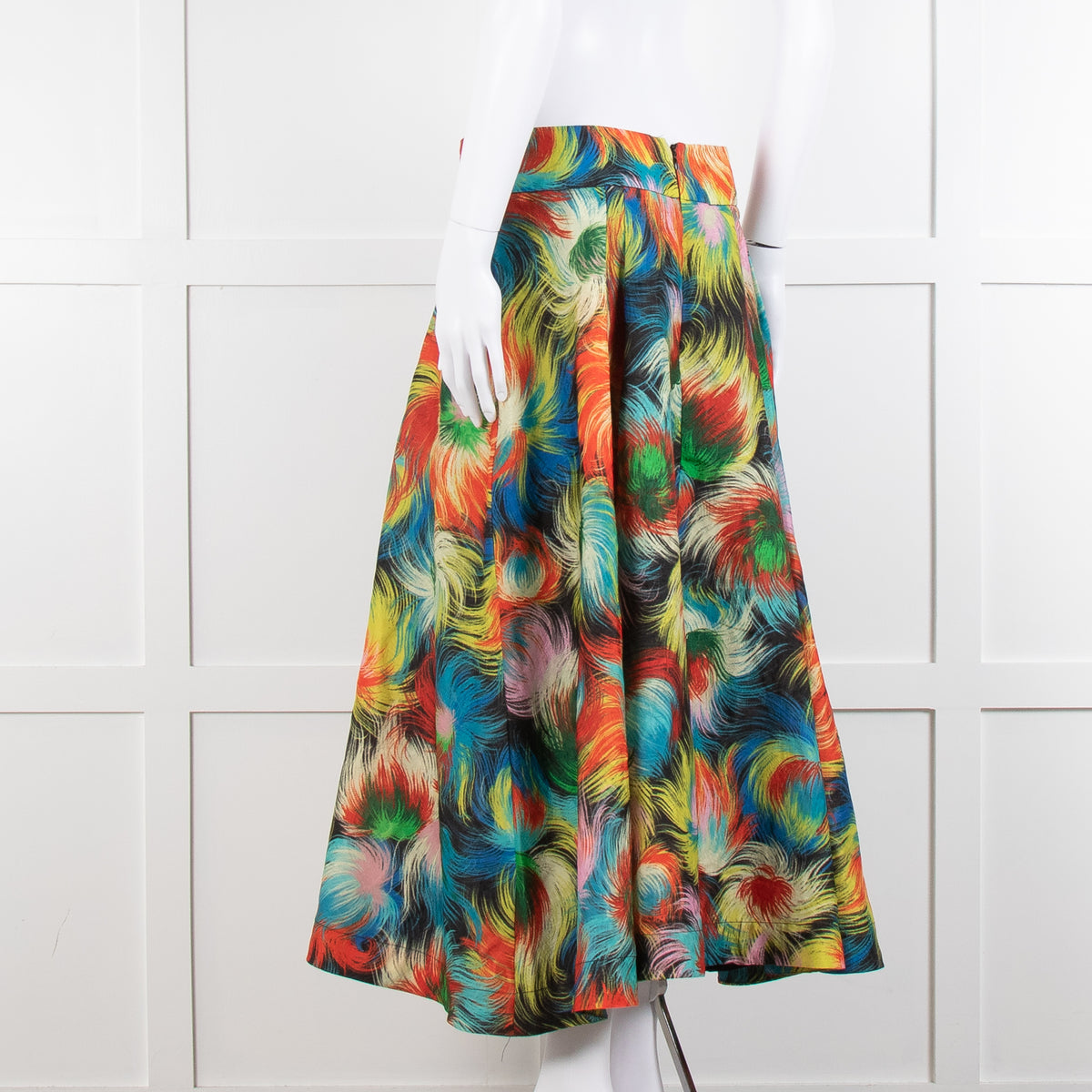 Essentiel Antwerp Blue, Red and Yellow Patterned Midi Skirt