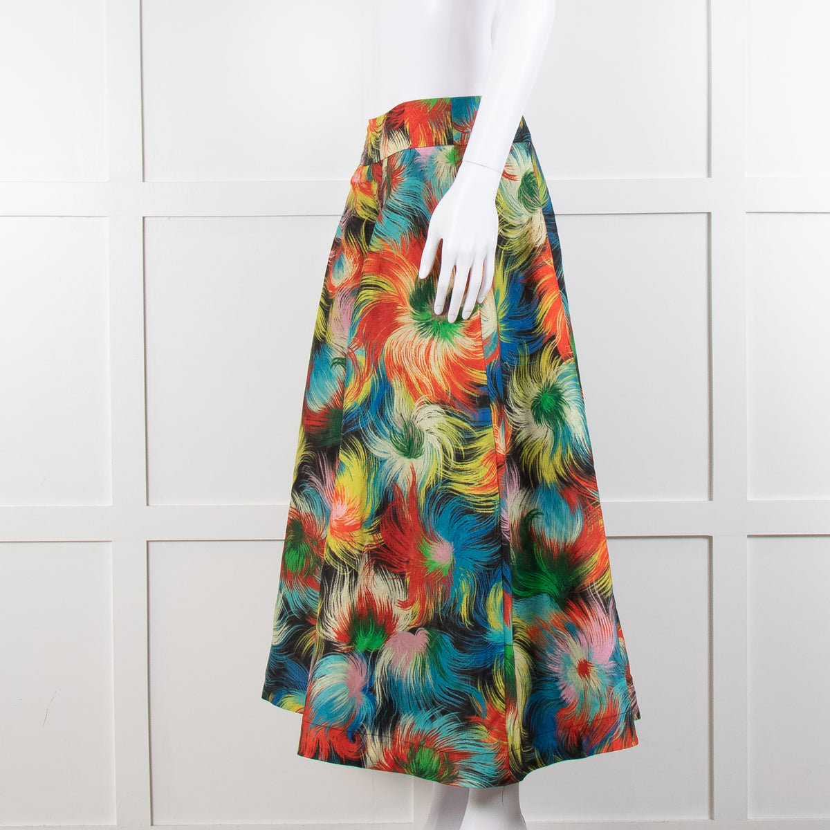 Essentiel Antwerp Blue, Red and Yellow Patterned Midi Skirt