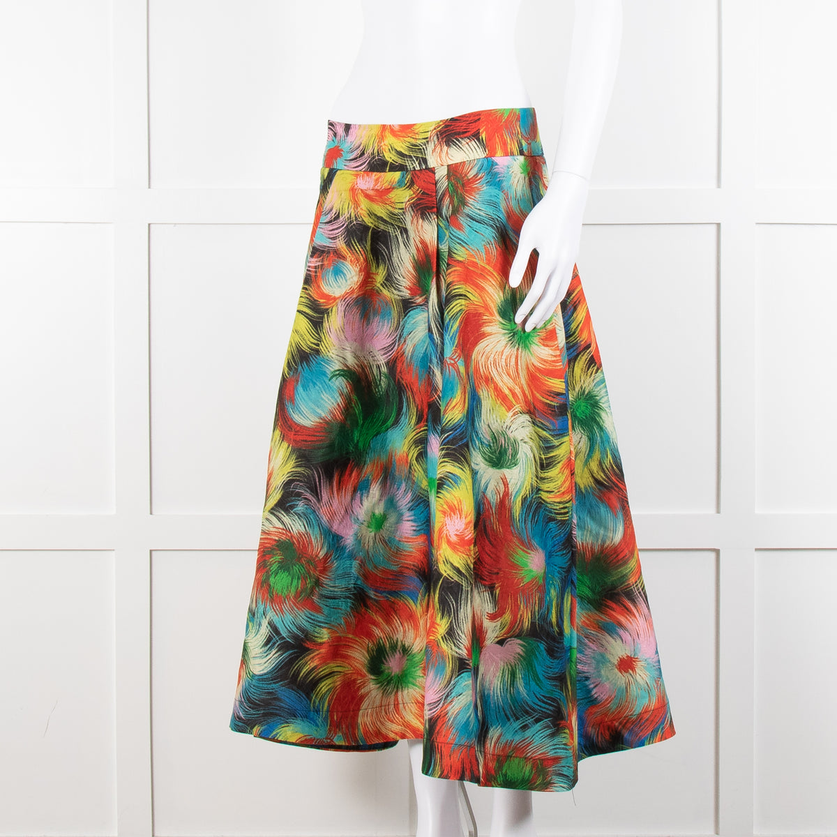 Essentiel Antwerp Blue, Red and Yellow Patterned Midi Skirt