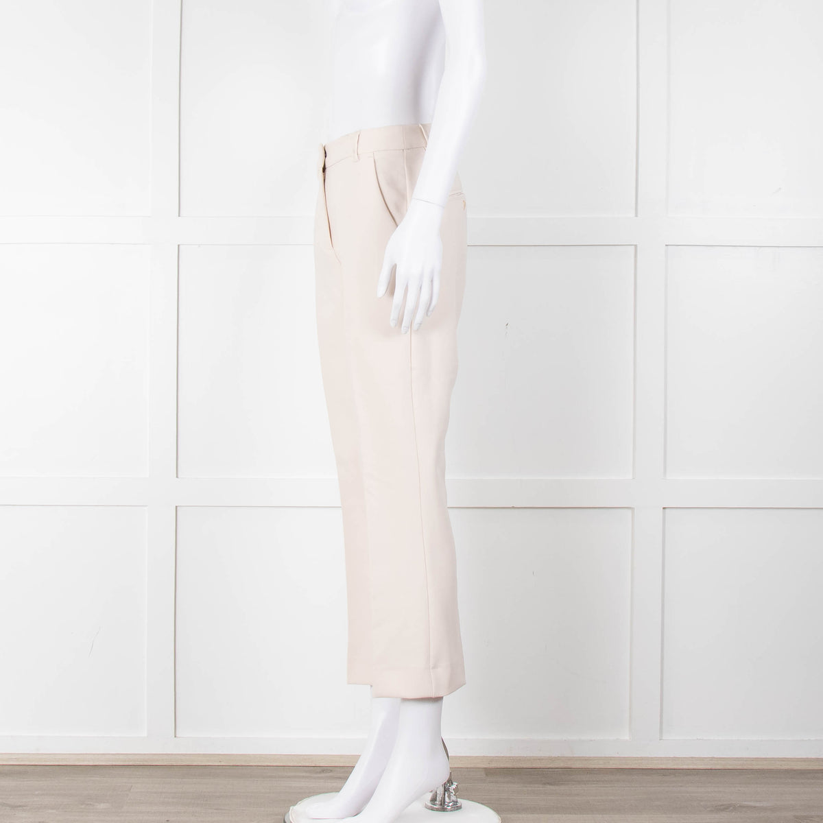 Weekend Maxmara Beige Soft Twill Cigarette Trousers