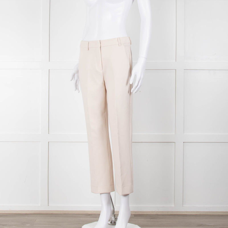 Weekend Maxmara Beige Soft Twill Cigarette Trousers