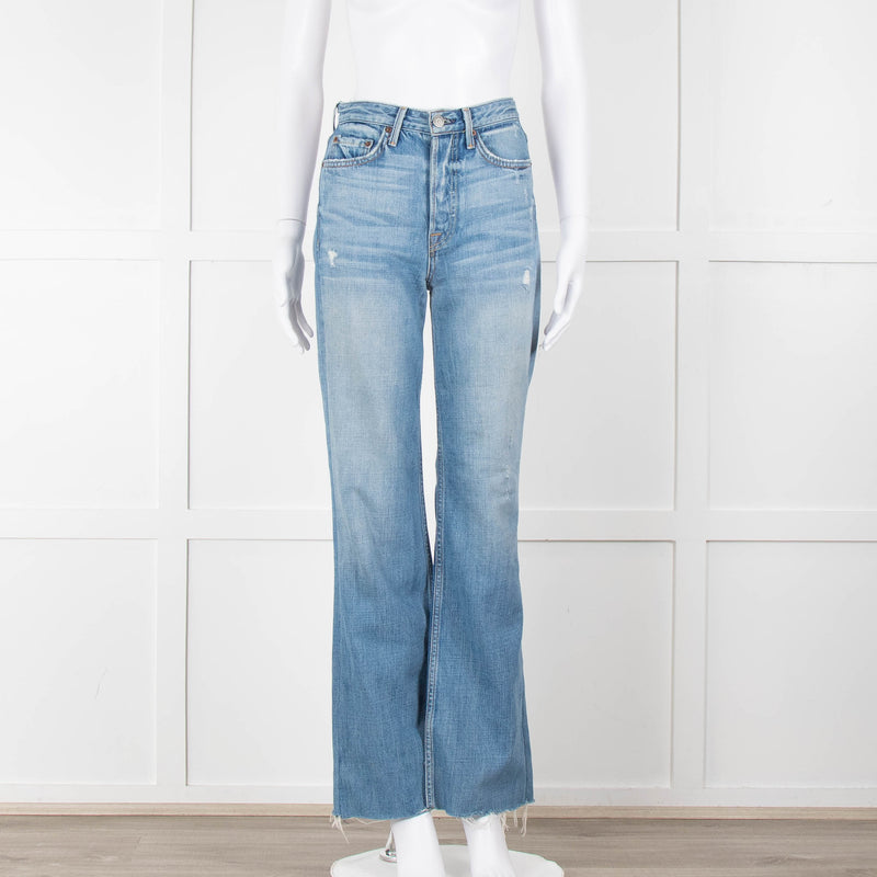 Grlfrnd Blue Denim Full Length Jeans with Raw Hems