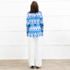 Charlotte Sparre Blue And White Aztec Print Silk Blouse