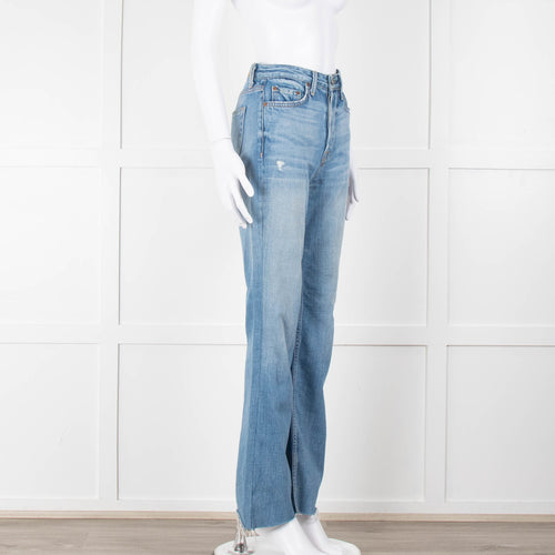 Grlfrnd Blue Denim Full Length Jeans with Raw Hems
