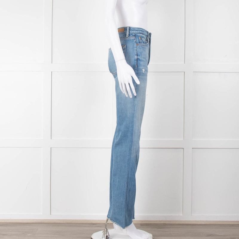 Grlfrnd Blue Denim Full Length Jeans with Raw Hems