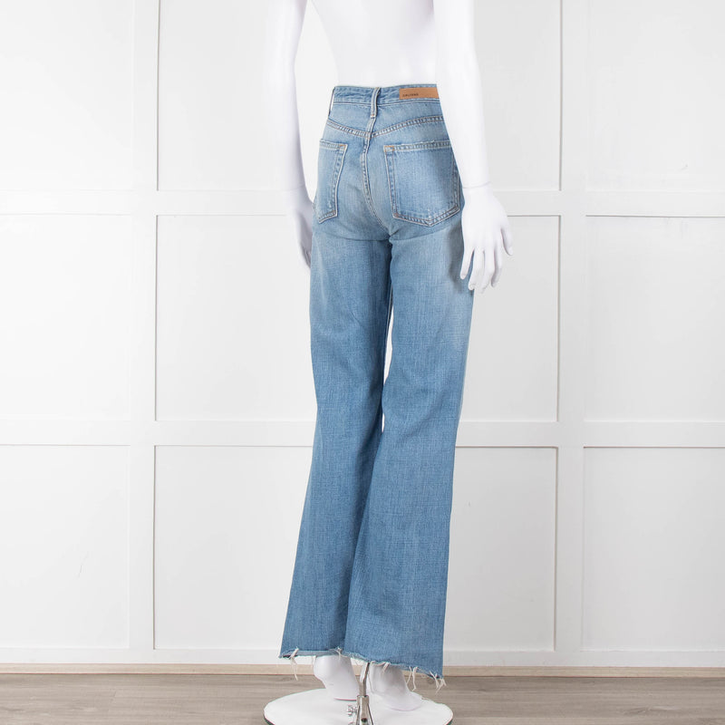 Grlfrnd Blue Denim Full Length Jeans with Raw Hems