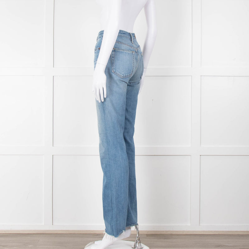 Grlfrnd Blue Denim Full Length Jeans with Raw Hems