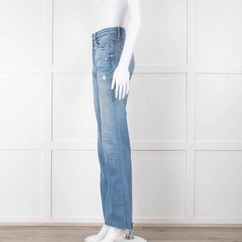 Grlfrnd Blue Denim Full Length Jeans with Raw Hems