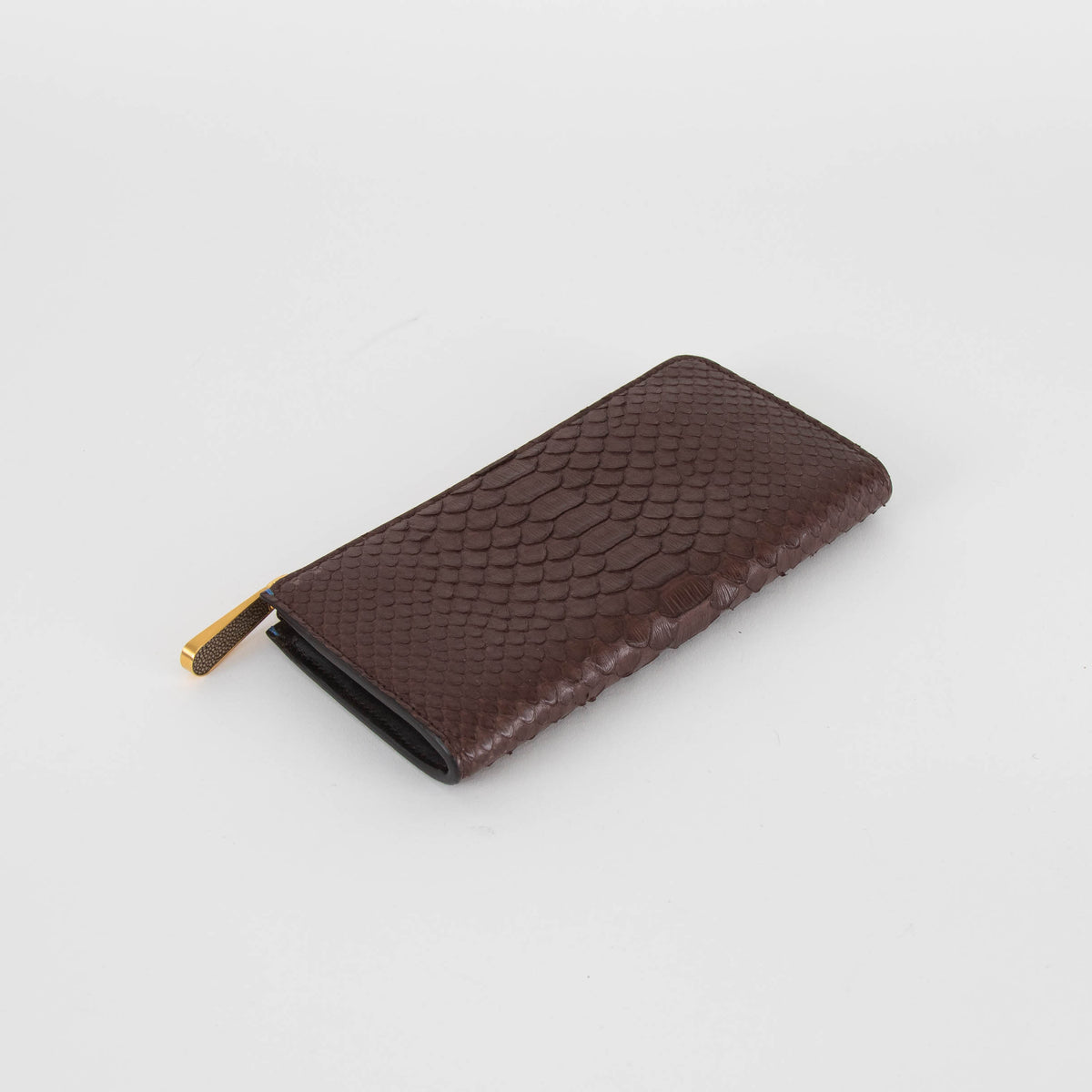 Smythson Brown Snake Skin Long Wallet