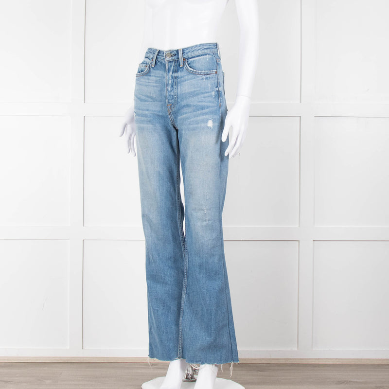 Grlfrnd Blue Denim Full Length Jeans with Raw Hems