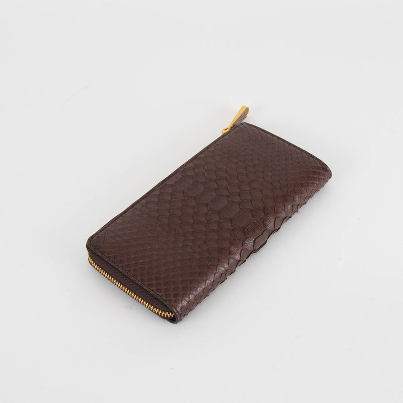 Smythson Brown Snake Skin Long Wallet