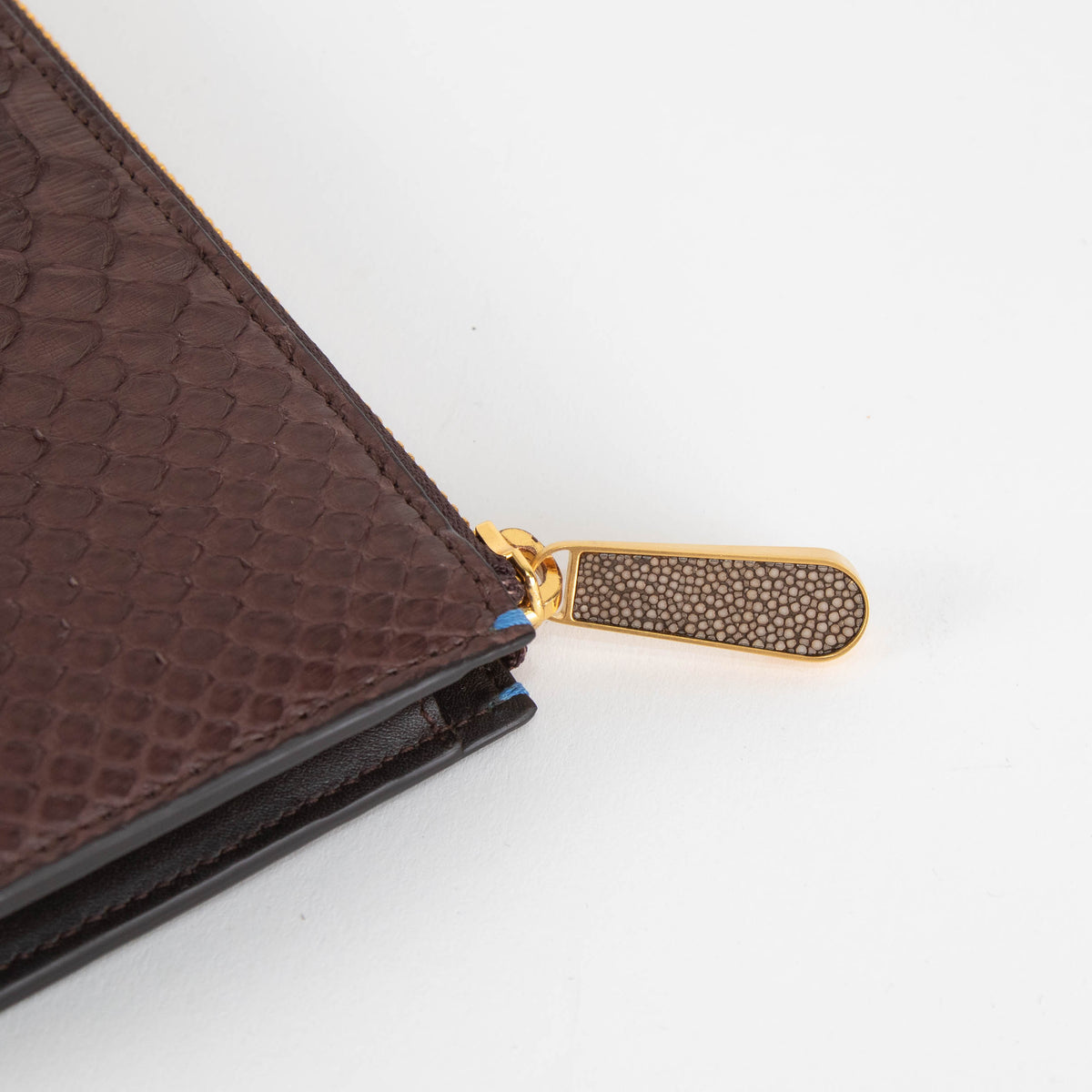 Smythson Brown Snake Skin Long Wallet