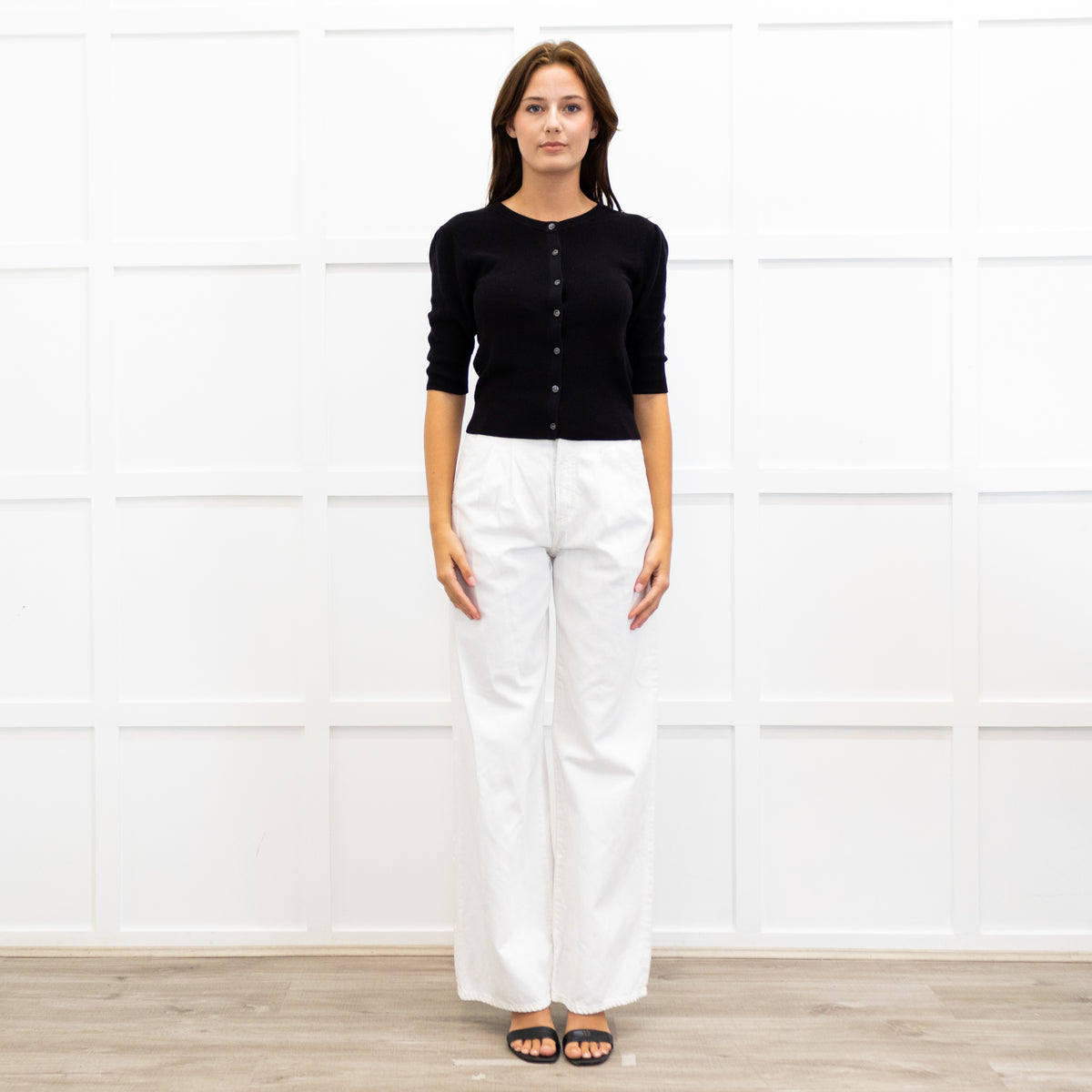 Frame 3/4 Length Sleeve Ribbed Cardigan