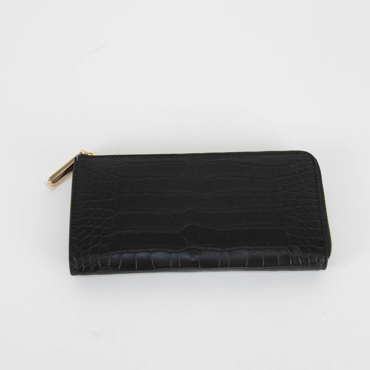 Smythson Black Croc Long Wallet