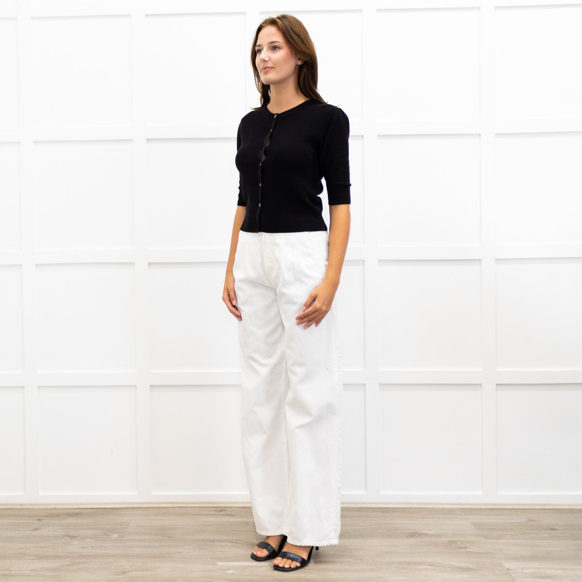 Frame 3/4 Length Sleeve Ribbed Cardigan