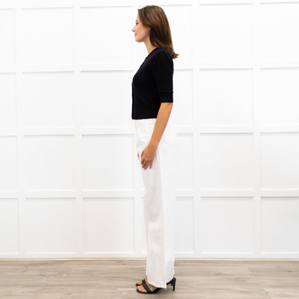 Frame 3/4 Length Sleeve Ribbed Cardigan