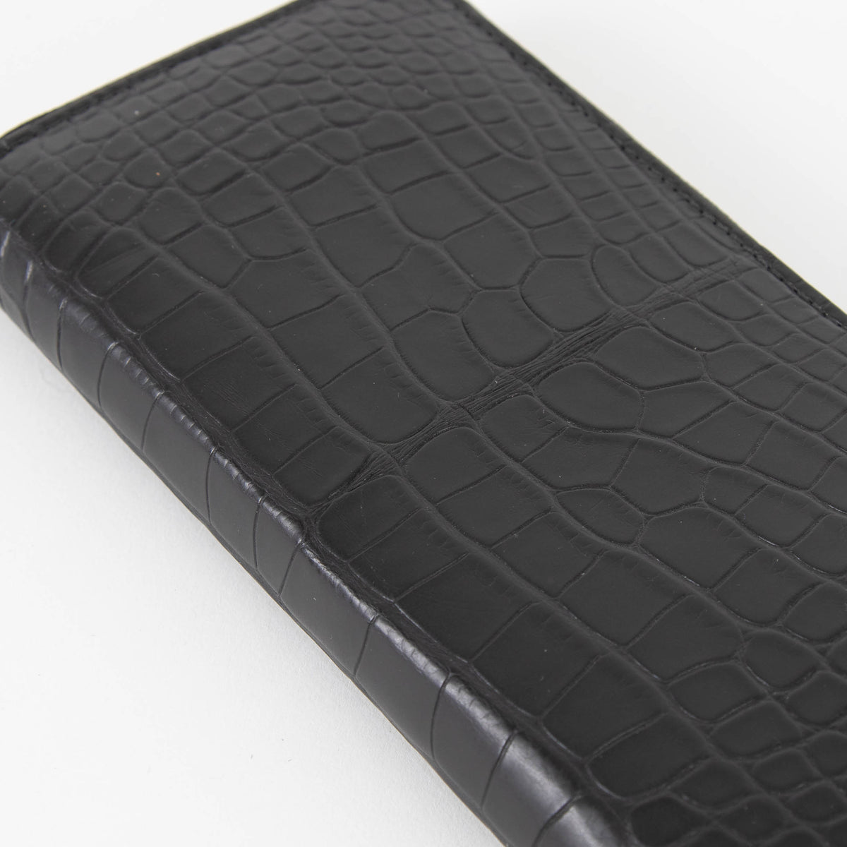 Smythson Black Croc Long Wallet