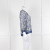 Joie Blue And Grey Silk Paisley Top
