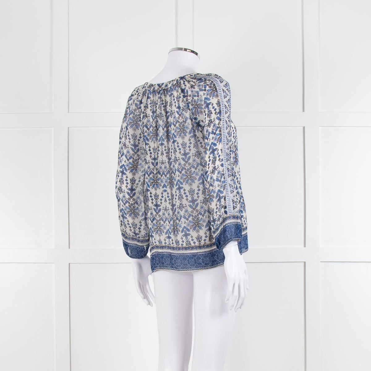 Joie Blue And Grey Silk Paisley Top