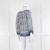Joie Blue And Grey Silk Paisley Top