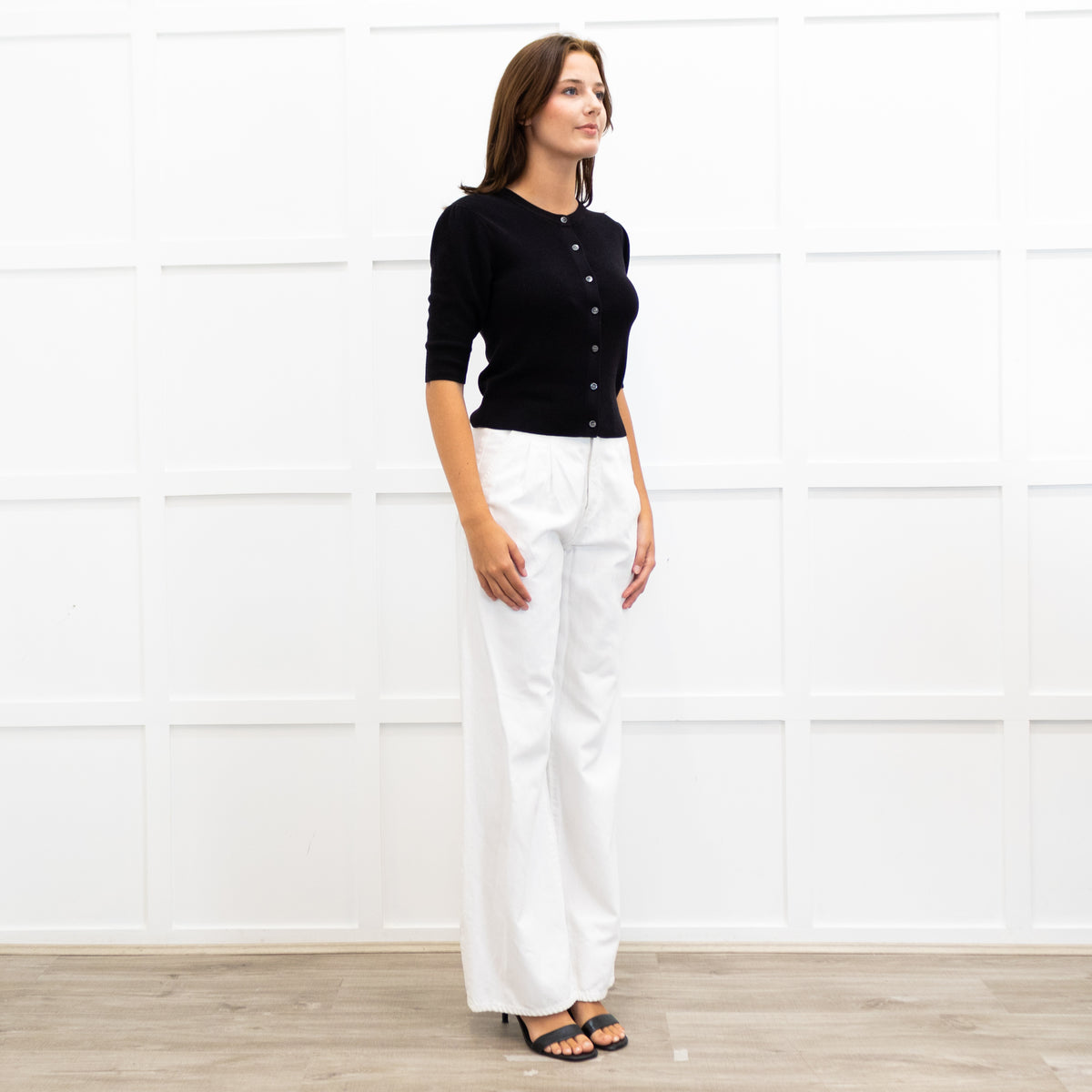 Frame 3/4 Length Sleeve Ribbed Cardigan