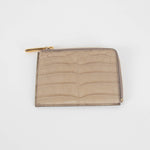 Smythson Beige Croc Side Zip Wallet