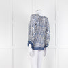 Joie Blue And Grey Silk Paisley Top