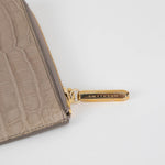 Smythson Beige Croc Side Zip Wallet