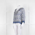 Joie Blue And Grey Silk Paisley Top