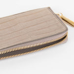 Smythson Beige Croc Side Zip Wallet