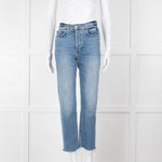 Re/Done Blue Denim Cropped Slim Leg Jeans