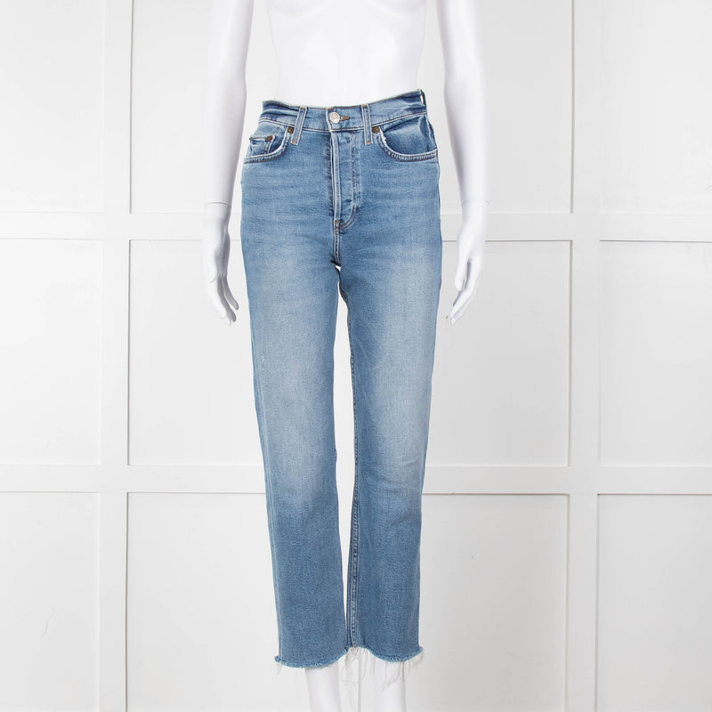 Re/Done Blue Denim Cropped Slim Leg Jeans