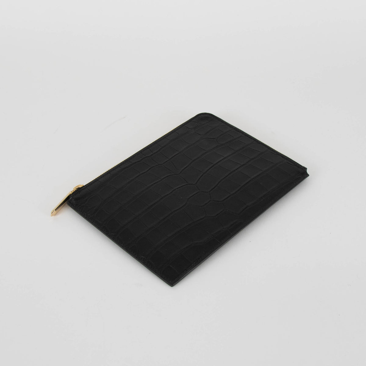 Smythson Black Croc Travel Wallet