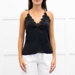 Cami NYC Black Silk & Lace Half Lined Camisole