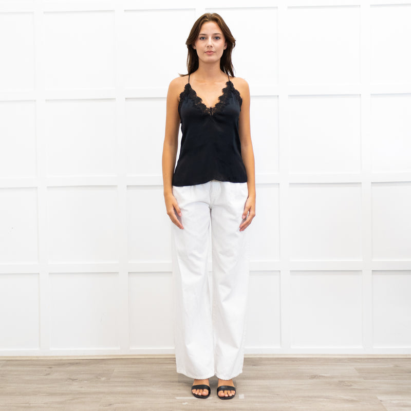 Cami NYC Black Silk & Lace Half Lined Camisole