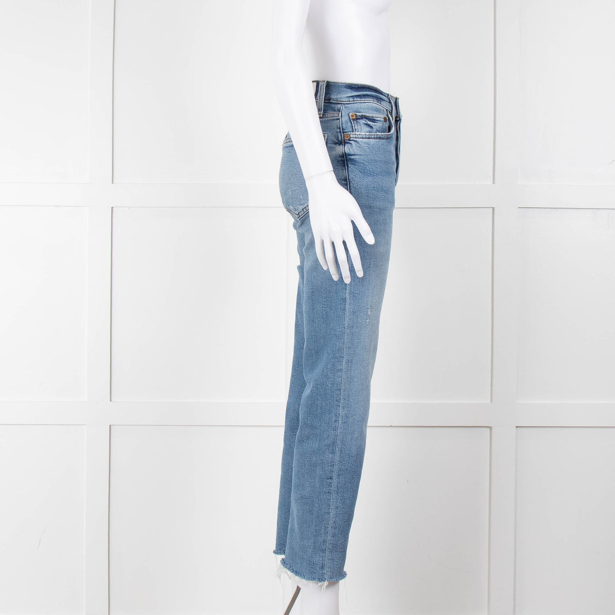 Re/Done Blue Denim Cropped Slim Leg Jeans