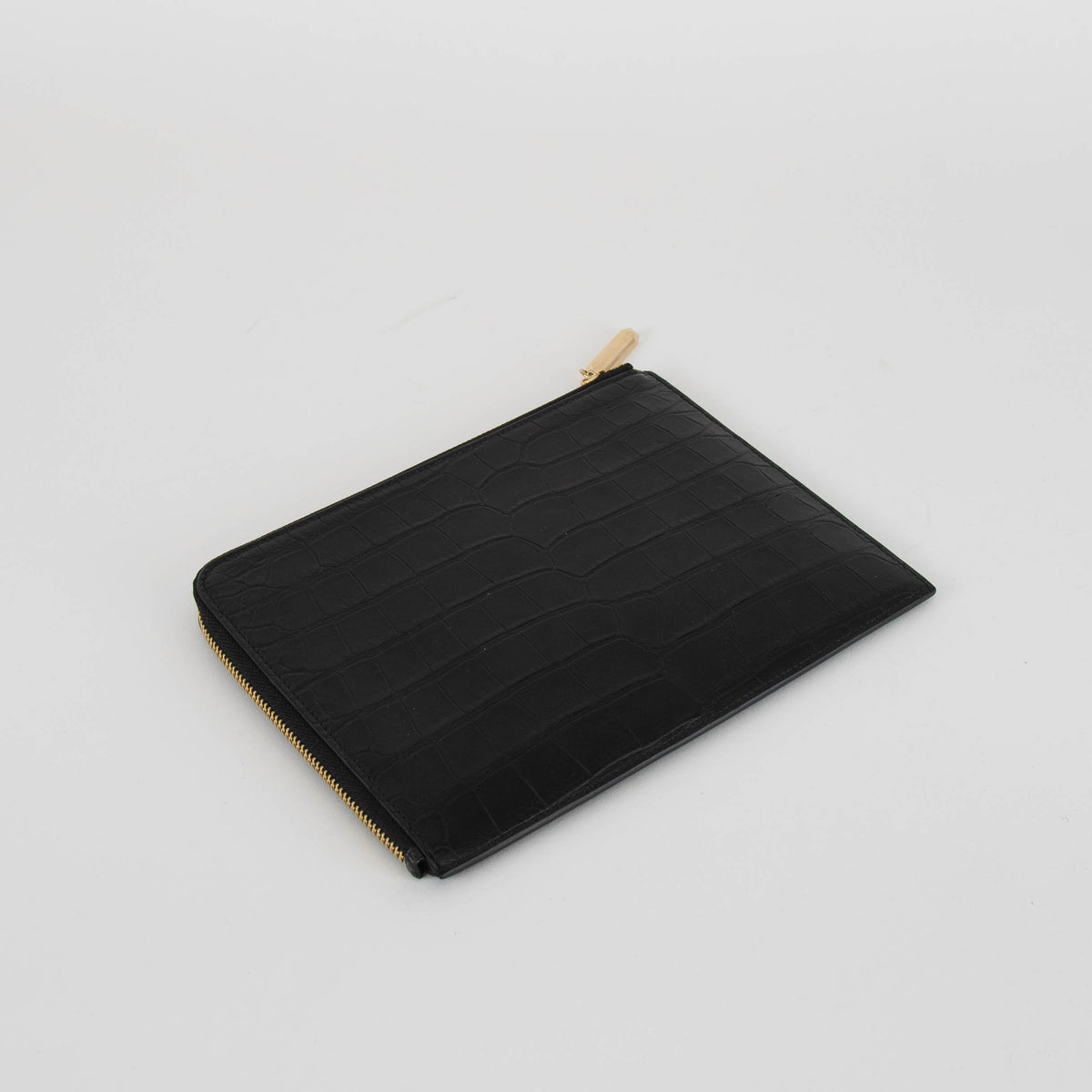 Smythson Black Croc Travel Wallet