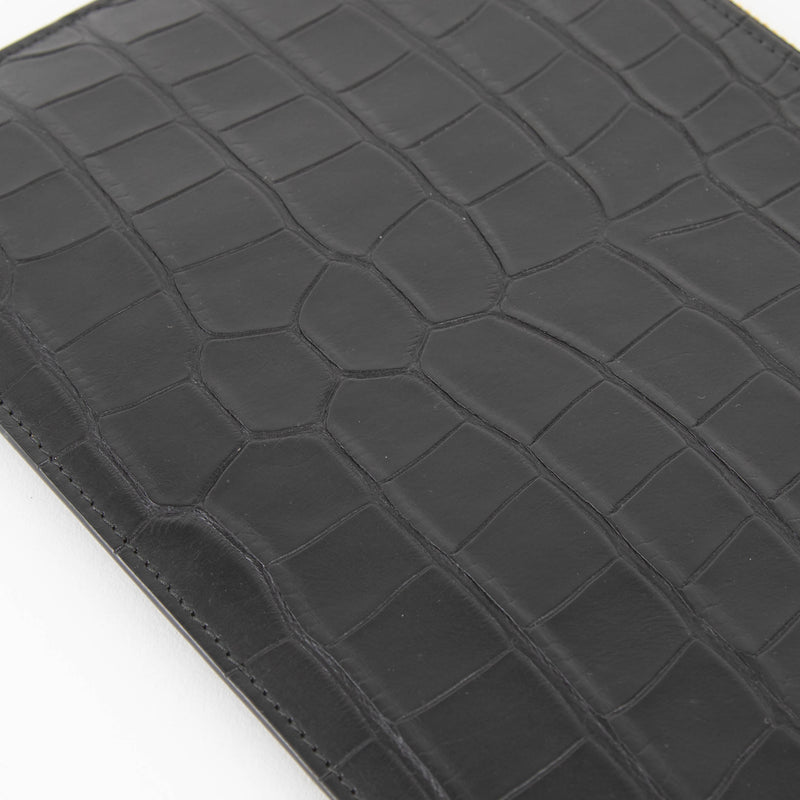 Smythson Black Croc Travel Wallet