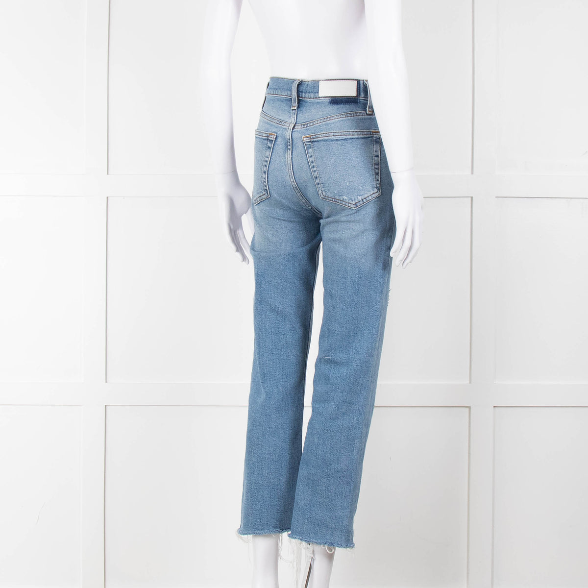 Re/Done Blue Denim Cropped Slim Leg Jeans