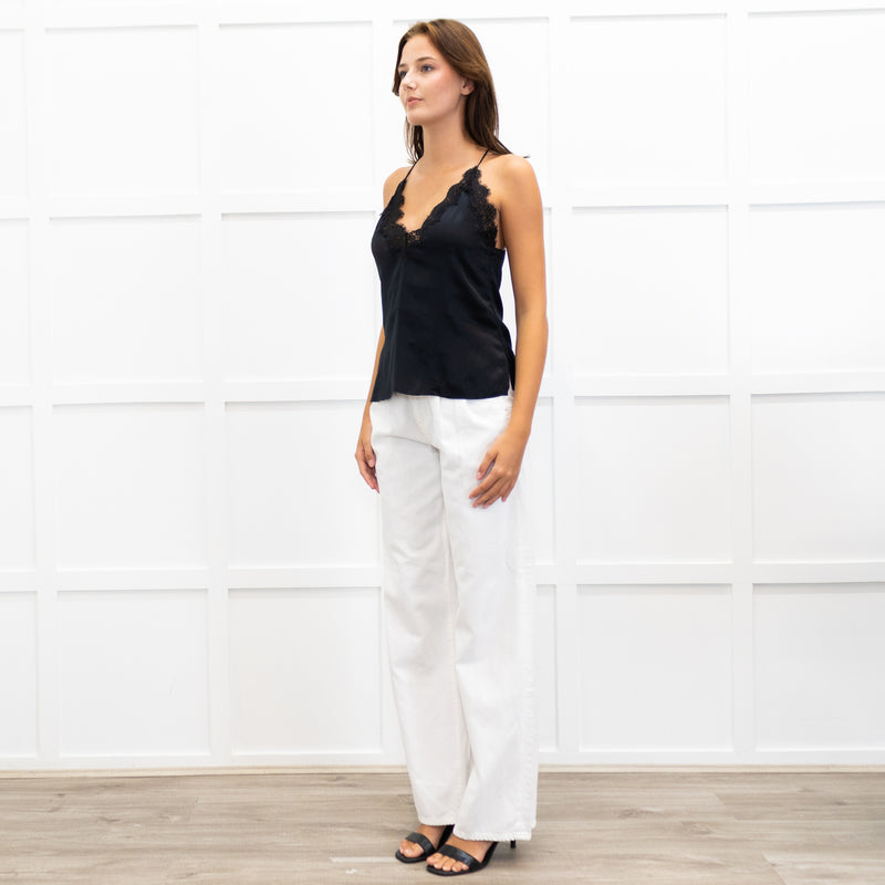 Cami NYC Black Silk & Lace Half Lined Camisole