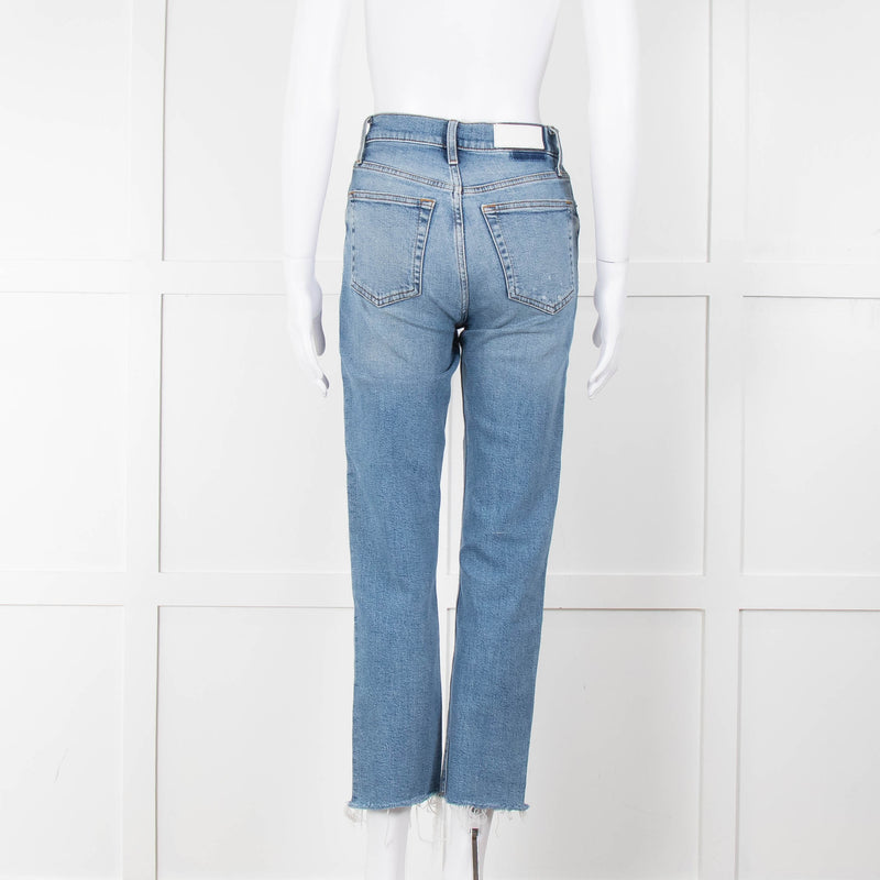 Re/Done Blue Denim Cropped Slim Leg Jeans