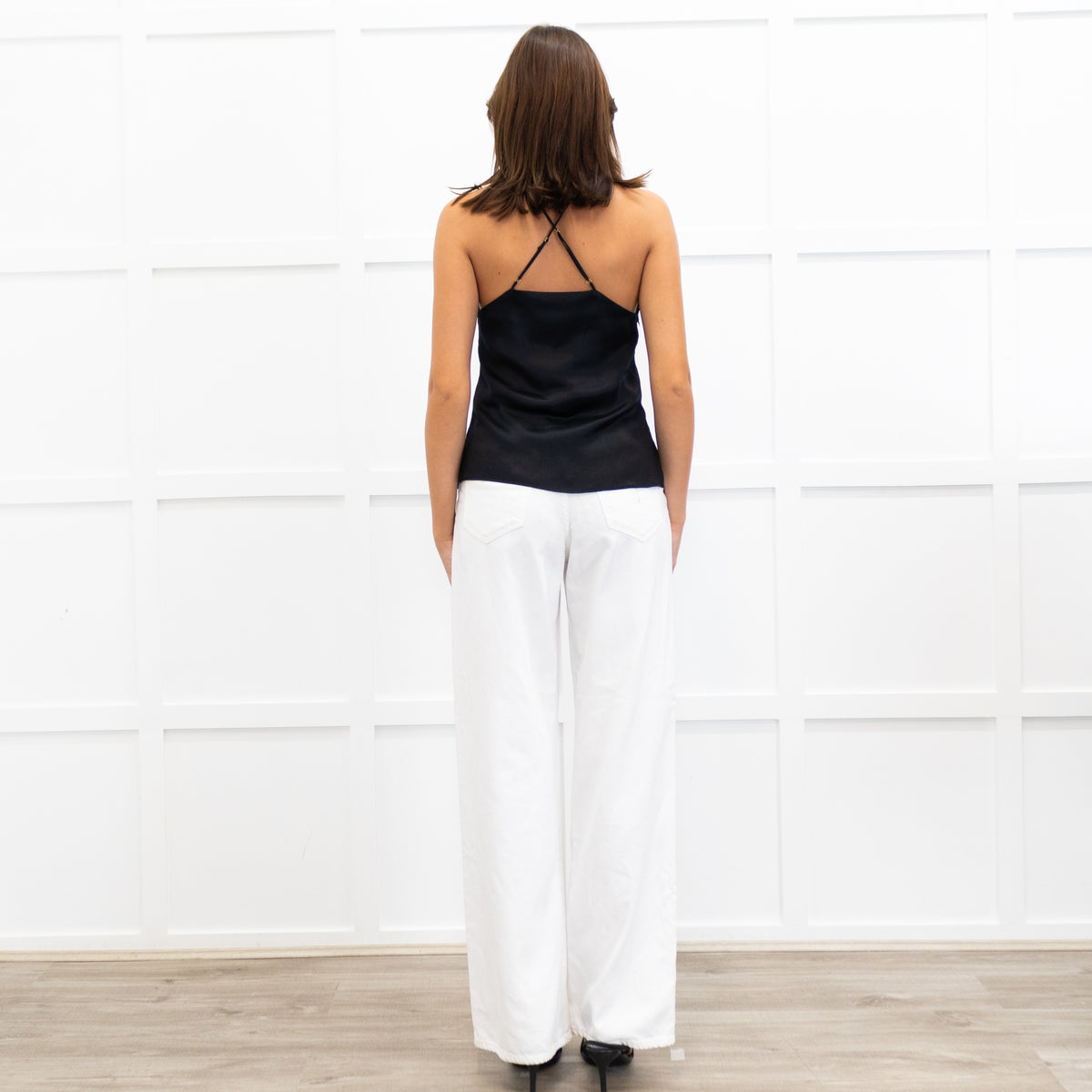 Cami NYC Black Silk & Lace Half Lined Camisole