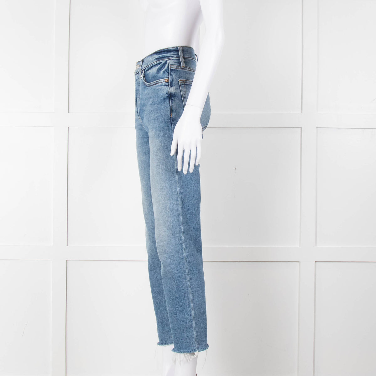 Re/Done Blue Denim Cropped Slim Leg Jeans